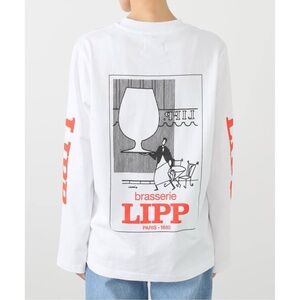 Brasserie LIPP Paris France Long Sleeve T-shirt White Red Unisex 100% Cotton